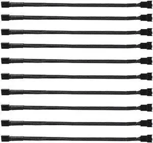 10Pack 4-Pin Case Male to Female PWM Fan Splitter Cable 10.6inch Sleeved Braided Adapter Computer PC Fan Power Extension Cable Converter for Computer ATX Case Compatible 3-Pin/4-Pin Cooling Fan Cable