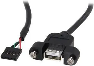 5-pin to USB2.0 adapter cable with screw hole fixation 5Pin to USB female head with ear extension cable computer(1FT.0.3m)