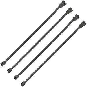 PWM Fan Extension Cable - 10.5 inch PC Fan Extension Cable Compatible with ATX Case 3 Pin & 4 Pin Cooling Fans. Durable Black Nylon Braided Case Fan Extension Cable (4 Pack)