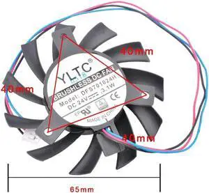 DFS701024H 24V 3.1W Diameter 65mm, hole pitch 40mm, 3 wires, cooling fan for graphics card