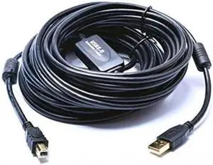 24K Gold plated USB 2.0 Cable - A-Male to B-Male,USB 2.0 A Male to B Male Cable with Ferrite Black 28/24# AWG,100ft/30m
