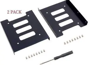 HDD SSD Mounting Bracket(2-Pack), 2.5 to 3.5 hard drive bay Adapter Metal HDD SSD Holder Convert 2.5inch Hard Drive to 3.5inch