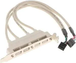 Dual 10Pin Motherboard Header to 4 Port USB2.0 Back Panel Slot Bracket Cable