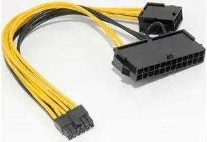 20+4Pin Dual PSU Power Supply Cable 24Pin ATX Motherboard Adapter Connector Extension Cables 18AWG Line for Mining Miner 20cm