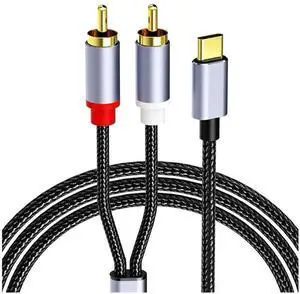 For USB C to 2RCA Audio Cable Adapter Type-C to Dual RCA Audio Video USB Cord Compatible with for Phone, Tablet, 1M