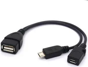 Micro USB Splitter Cable OTG Power Enhancer Cord USB 2.0 A Female to Micro USB Male and Micro 5 Pin Female Adapter Host Charging Converter