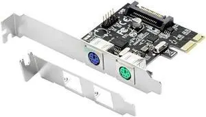 PCI Express 2 Ports PS2 PS/2 for PC Keyboard Mouse Adapter Expansion Card with 4 Pin Power Connector