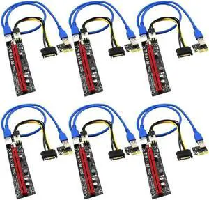PCIE Riser Cable VER006C,GPU Risers for Mining Rigs,GPU Extension Cable,GPU Crypto Currency Mining Cable with 6Pin-SATA Power Cable and 23.6in Extension Cable,Extend PCIE X1 to PCIE X16