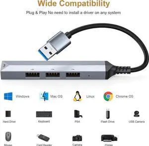 4-Port USB 3.0 HUB Expander,Ultra-Slim Data USB HUB,USB Hub Expansion Adapter Station Applicable for Laptop, iMac Pro, MacBook Air, Mac, Notebook PC,Printer,Mobile HDD(USB-A HUB)
