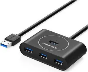 USB 3.0 4 Port Bus-powered Hub with 1m Shielded Cable for iMac, MacBook Pro Air, Raspberry Pi, PCs and Laptops no driver Black