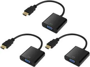 3 Pack HDMI to VGA Adapter Cable Converter (Male to Female) ,adapter 1080P for PC, Hfor Computer, Desktop, Laptop, PC, Monitor, Projector, HDTV