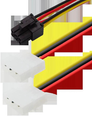 10-Pack IDE Molex To 6-Pin PCI Express Video Card Power Adapter Cables
