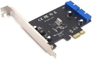 Weastlinks PCI Express to Dual 20 Pin USB 3.0 Controller Card Super Speed PCI-E X1 to 2 Ports USB 3.0 19 Pin Header With Low Profile Bracket