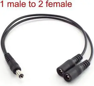 JAENFONG 5.5mm*2.1mm 1 Female to 2 Male Way Connector DC Plug Power Splitter Cable for CCTV LED Strip Light Power Supply Adapter
