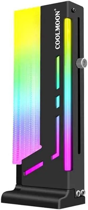 Coolmoon cm-GH2 Vertical GPU Support Bracket Colorful 5V A-RGB Bracket Computer Graphics Video Card Stand GPU Holder, Black