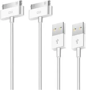 2pcs 3.3 Feet 30 Pin USB Sync Charging Cable Cord Replacement for Old Apple iPhone 4/4S 3G/3GS iPad 1/2/3 iPod Nano/iPod Touch