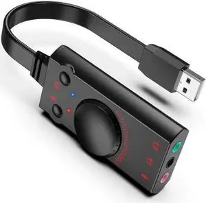 USB Sound Card Adapter BENGOO External Audio Adapter Stereo Sound Card Converter 3.5mm AUX Microphone Jack for Gaming Headset Earphone PS4 Laptop Desktop Windows Mac OS Linux, Plug Play