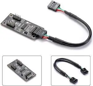 USB 2.0 9PIN to Dual 9PIN Hub Adapter Card FE1.1S Control PCB Board High-Performance Support Windows 10/8/8.1/7 / Vista/XP Mac Linux Chrome OS USB 2.0 9PIN to Dual 9PIN Hub Adapter Card FE1.1S Control PCB Board High-Performance Support Windows 10/8/8.1/7 / Vista/XP Mac Linux Chrome OS