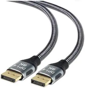 DisplayPort Cable 1.4, 8K DP to DP Cable 10 ft(8K@60Hz 7680x4320, 4K@240Hz, 2K@144Hz) Nylon Braided Ultra High Speed DisplayPort Cord Support Resolution for Laptop PC TV Gaming Monitor, Grey