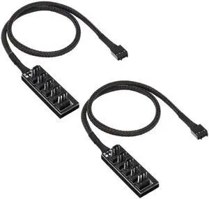 4 Pin PWM Fan Hub Splitter Power Supply Cable 1 to 5 Way PC CPU Cooling Case Fan Power Extension Cable for ATX Computer Case 4-Pin & 3-Pin Cooling Fans(14.8inch)(2-Pack)