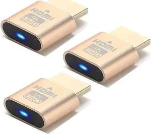 HDMI Dummy Plug 4K High Resolution Virtual Monitor Display Emulator New Generation Headless Display Adapter Compatible with Windows Mac OSX Linux, 3Pack
