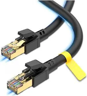 Cat 8 Ethernet Cable 3.3ft , Outdoor&Indoor, High Speed 26AWG Internet Cable 40Gbps 2000Mhz, Shielded Direct Burial RJ45 Network Cable,Weatherproof&UV Resistant Cable for Gaming/Router/Modem