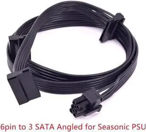 Seasonic PCIe 6Pin to 3x SATA Curved Power Supply Cable for KM3 Series X-750 X-850 SS-1050XP3 SS-1200XP3 M12II Evo Series 520 620 650 750 850 Snow Silent 750 1050 FOCUS PLUS Gold SSR-850FX