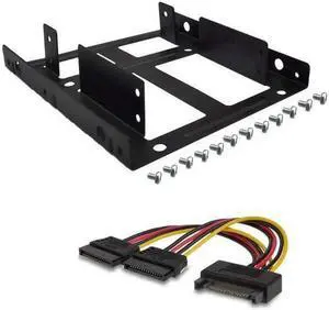 2.5" SSD / HDD Mounting Kit adapter for 3.5" Drive Bay ,3.5-Inch to 2*2.5-Inch Internal Hard Drive Mounting Kit with 2-port sata 15pin power cable (slide rails & HDD NOT included)