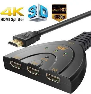 64301KT 3 Ports HDMI Switch with Pigtail Cable, Ultra-high Performance, 3 in 1 out Portable, Support Full 3D, 4K2K, HDCP for Blu-Ray, Nintendo, PS3, PS4, Xbox One, Xbox 360 etc - Black 64301KT 3 Ports HDMI Switch with Pigtail Cable, Ultra-high Performance, 3 in 1 out Portable, Support Full 3D, 4K2K, HDCP for Blu-Ray, Nintendo, PS3, PS4, Xbox One, Xbox 360 etc - Black