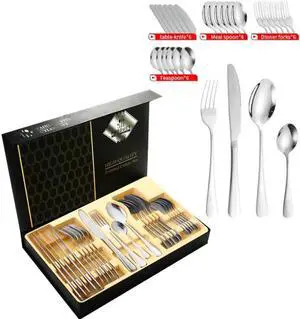24 piece stainless steel cutlery set gift box set hotel cutlery steak knife fork spoon cutlery gift box