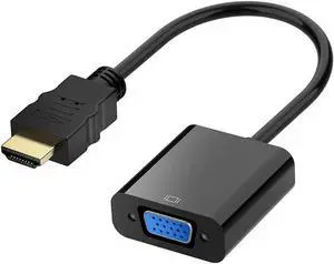 HDMI to VGA, Gold-Plated HDMI to VGA Adapter (Male to Female) for Computer, Desktop, Laptop, PC, Monitor, Projector, HDTV, Chromebook, Raspberry Pi, Roku, Xbox and More - Black HDMI to VGA, Gold-Plated HDMI to VGA Adapter (Male to Female) for Computer, Desktop, Laptop, PC, Monitor, Projector, HDTV, Chromebook, Raspberry Pi, Roku, Xbox and More - Black