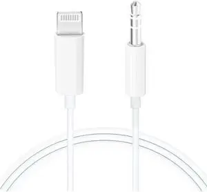 ISkey auxiliary cable for iPhone, 3.5mm car auxiliary cable, compatible with iPhone 13 12 11 XS XR X 8 7 6 iPad iPod, suitable for car home stereo, speakers, headphones, and supports all iOS versions