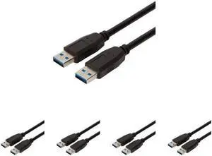 Buyer's Point SuperSpeed USB 3.0 (USB to USB Cable Male to Male) Type A/Type A Cable Cord for Data Transfer Hard Drive Enclosures, Printers, Modems, Cameras, Flash Drives, Thumb (6ft) Pack of 5 Black