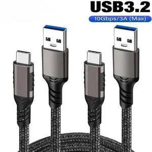 USB A to USB C 3.1/3.2 Cable, [ 6.6ft/2M], 10Gbps Data Transfer and 60W 3A Fast Charging Cord, Nylon Braided USB 3.2 to USB C Cable for Samsung Galaxy S22 S21 S20 and Other Type-C Devices