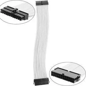 JAENFONG Custom PSU Sleeved Cable Extension Kit 18AWG 24Pin ATX / 8 Pin GPU CPU 6Pin Power Supply with Combs 30CM/11.8in(24PIN) (Black)