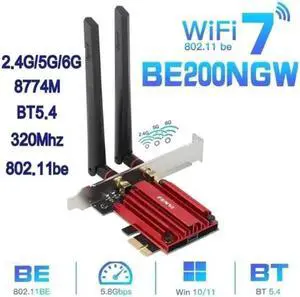 BE200 WIFI 7 Wireless Wifi Card BE200NGW Bluetooth 5.4 802.11AX Tri-Band M.2 NGFF Network adapter for Win10/11 giyqxHw BE200 WIFI 7 Wireless Wifi Card BE200NGW Bluetooth 5.4 802.11AX Tri-Band M.2 NGFF Network adapter for Win10/11 giyqxHw