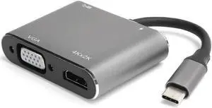 USB C Hub Multiport Adapter, 4in 1 USB-C Converter, with 4K HDMI, 1080P VGA, USB3.0, USB-C Interface, USB-C Docking Station for Laptop/Notebook/Type C Devices