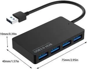 4-Port USB 3.0 Hub Portable Data,Micro USB Power Compatible for MacBook Mac Pro Mini iMac Surface Pro XPS IdeaPad MateBook X Pro Notebook PC USB Flash Drives Mobile HDD