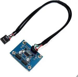 USB 2.0 9pin Header 1 to 2 Extension Hub Splitter Adapter-Converter MB USB 2.0 Male to 2 Male-30CM 9-pin Cable (180 Degree)