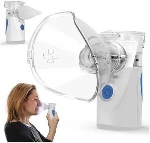 Portable Nebulizer, Adult and Child Nebulizer, USB+Battery Powered Cold Mist Nebulizer, Ultrasonic Mesh Nebulizer for Respiratory Problems, Suitable for Home, Office, Travel