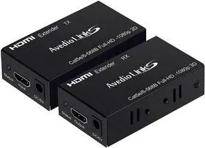 196ft/60m HDMI Extender, avedio links HDMI Extender Over Cat 5e/6/7, Digital HDMI Ethernet Extender Adapter Support Full HD 1080P 3D, EDID Copy, Deep Color, Compatible with Fire Stick, Roku, Blue-ray