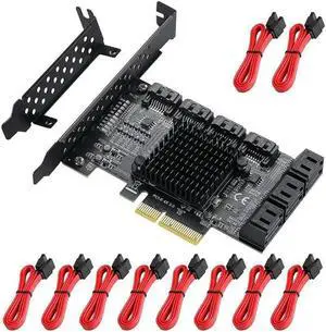 PCIE 4X SATA Card 10 Ports,6 Gbps SATA 3.0 Controller PCIe Expansion Card,Non-Raid,Support 10 SATA 3.0 Devices