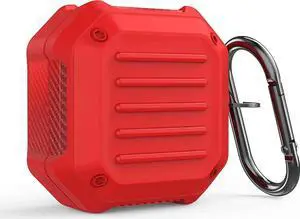 Premium Rugged Protection Case Cover Anti-Scratch Full-Body Slim Heavy Duty Cover for Samsung Galaxy Buds Live (2020) / Pro (2021) / Buds 2 (2021) Red