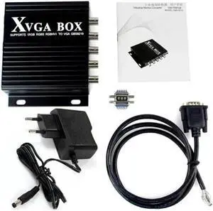 XVGA Box RGB RGBS RGBHV MDA CGA EGA to VGA Industrial Monitor Video Converter with US Plug Power Adapter Black Digital