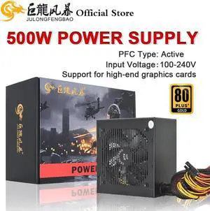 110V 220V For PC ATX 500W 600W 800W Max 80Plus Gold 12V PSU Universal High-end Video Card Gaming Power Supply