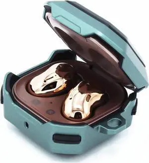 Premium Protection Case Cover Anti-Scratch Full-Body Slim for Samsung Galaxy Buds Live 2020/ Pro 2021 / Buds 2 (2021) (Black / Teal)