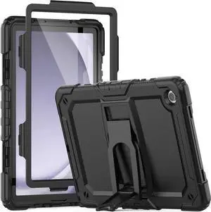 Shockproof Case for Galaxy Tab A9 Plus Case 11 Inch with Screen Protector/Built-in Stand [3-Layer Drop Poof] Protective A9 Plus Tablet Case SM-X210/X216/X218 Cover - Black