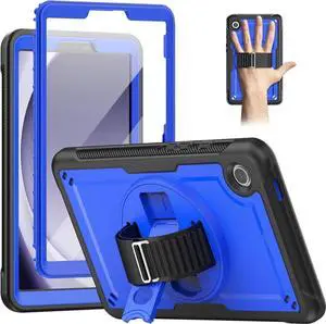 Case for Galaxy Tab A9 Plus Case 11 Inch, Protective with Screen Protector/Rotating Stand/Hand Strap/Pen Holder, Sturdy Light Galaxy A9 Plus Tablet Case 2023 SM-X210/X216/X218, Blue