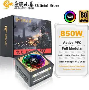 80Plus Gold RGB ATX 850W Full Modular PSU Professional Game Video PC Mute Power Supply Maximum Peak 1000w