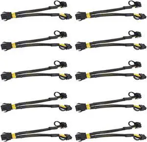 10PCS PCIe 6Pin Mining Cable, GPU VGA Y-Splitter Cable for Bitcoin Mining, 6 Pin Female to 8Pin (6+2) Male ,Video Card Power Cable, Graphics Card PCI Express (9 Inches) Extension Cable